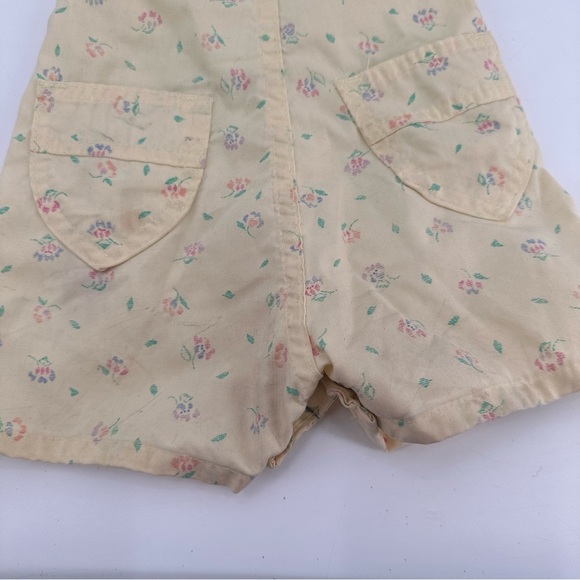 Vintage 90s Oshkosh Yellow Floral Short Overalls Size 18 months FLAWS - Picture 5 of 9
